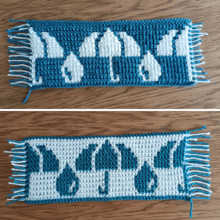 Crochet umbrella raindrop pattern