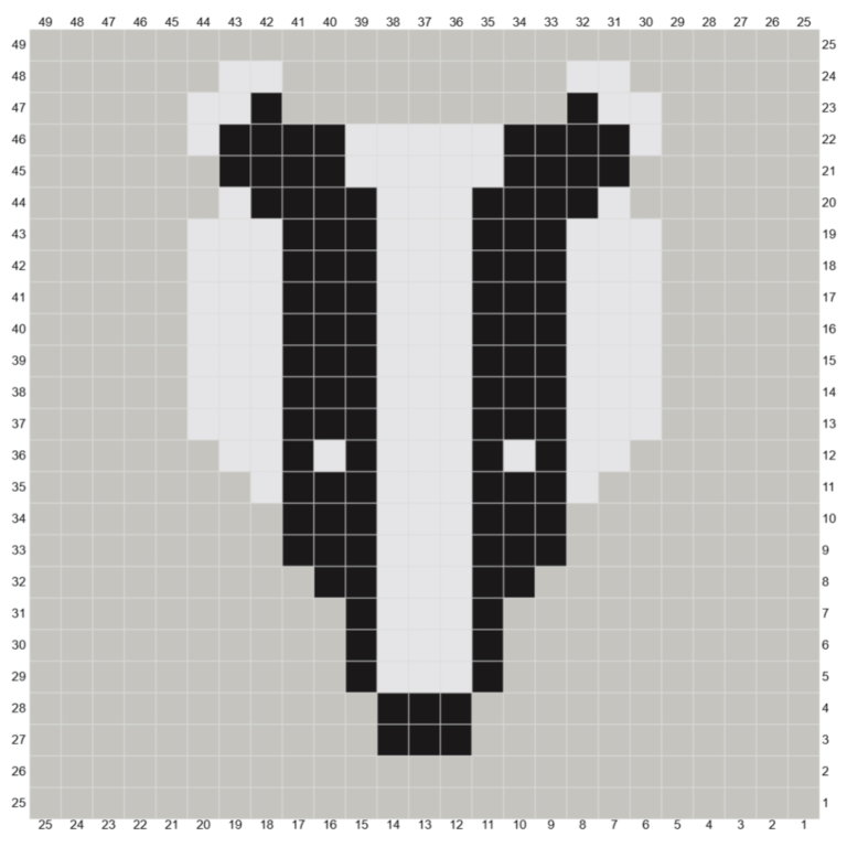 Badger head pixel art pattern
