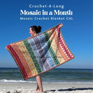 Colorful mosaic crochet blanket