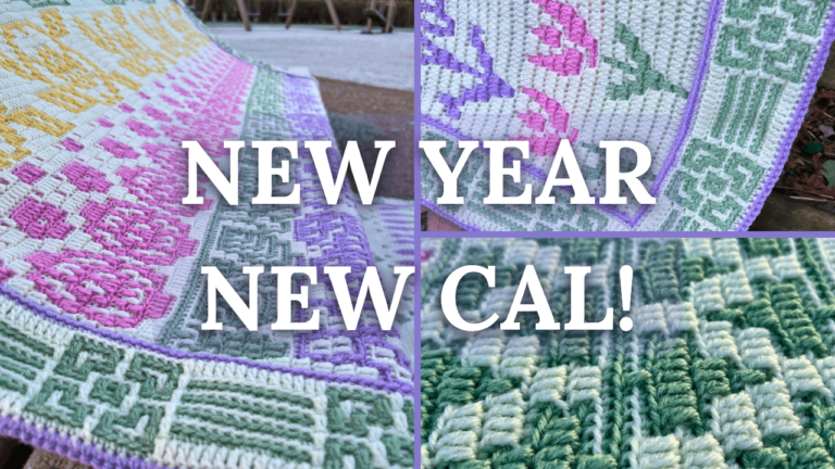 Colorful mosaic crochet blanket