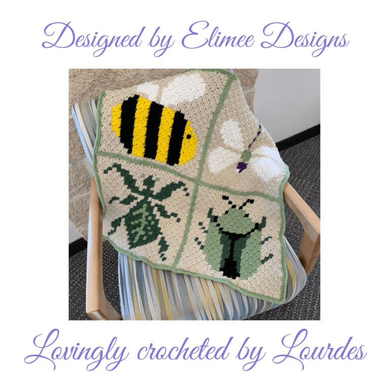 Bee dragonfly beetle crochet blanket