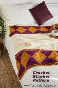 Diamond pattern crochet blanket