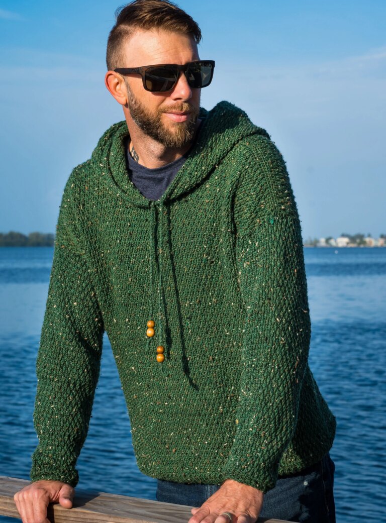 Man in green knit hoodie