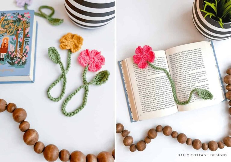 Handmade crochet flower bookmarks
