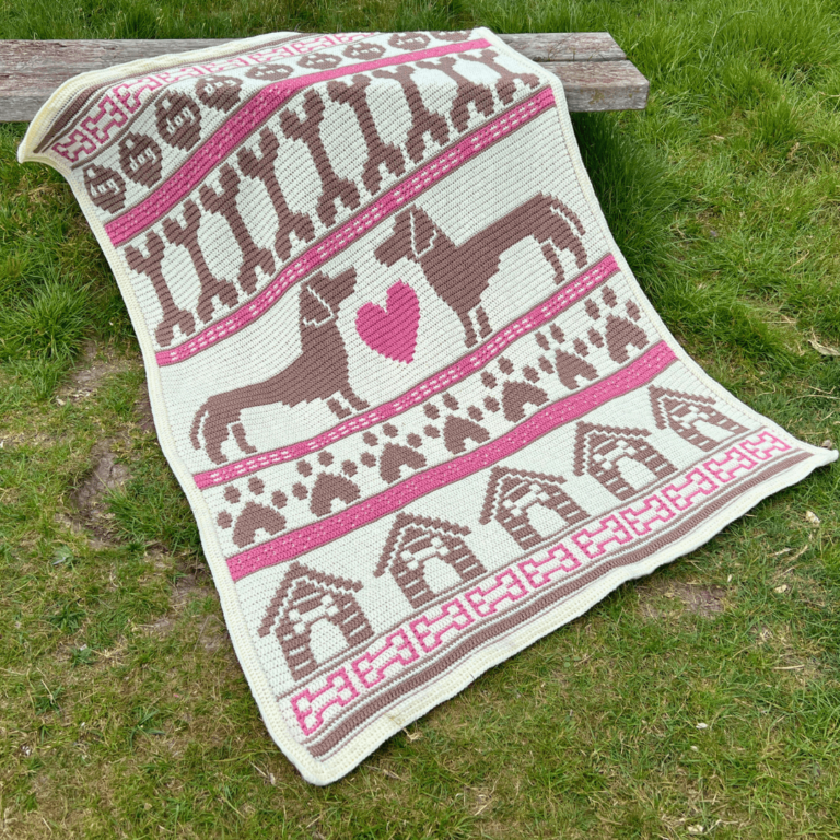Crochet dachshund dog blanket