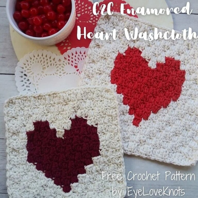 C2C Heart Crochet Washcloths