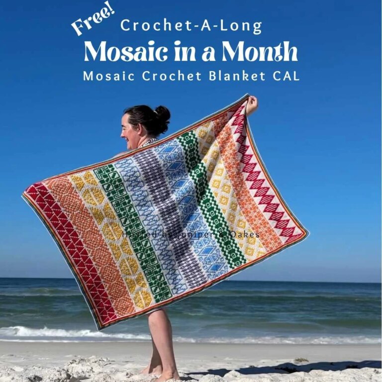 Colorful mosaic crochet blanket CAL
