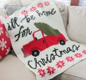 Christmas truck crochet blanket