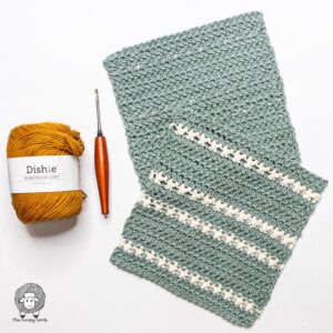 Teal crochet fabric, yarn, hook