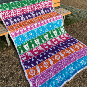 Vibrant mosaic crochet blanket