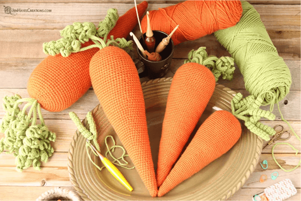 Crocheted carrots yarn hooks