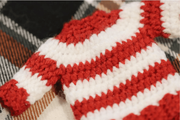 Red white striped crochet sweater