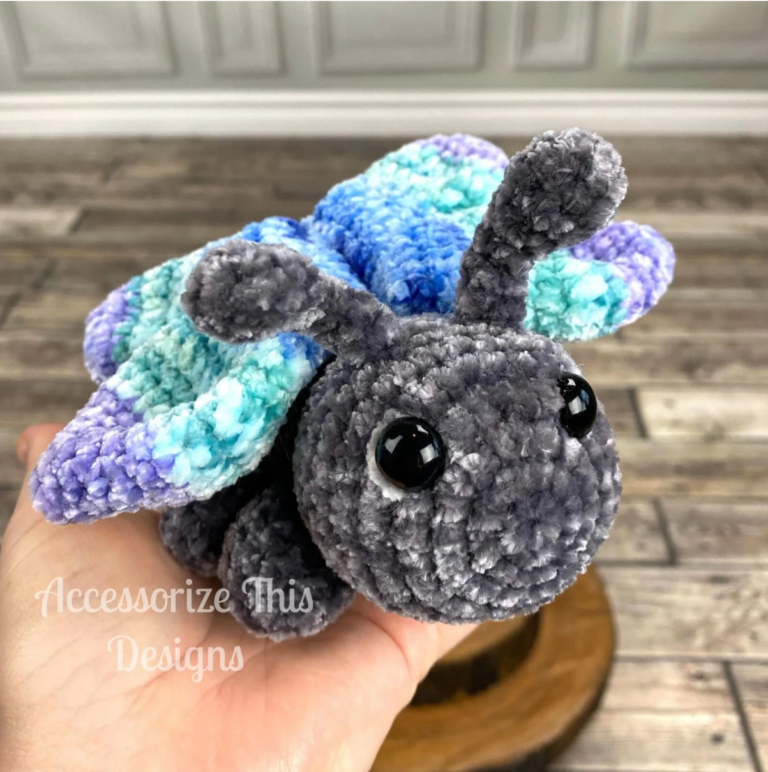 Gray velvet crochet moth plush