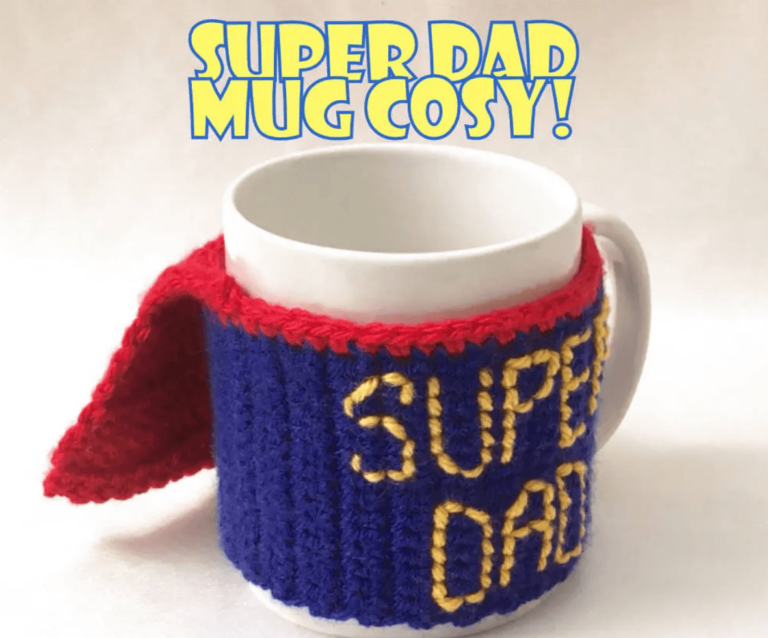 Super Dad mug cozy