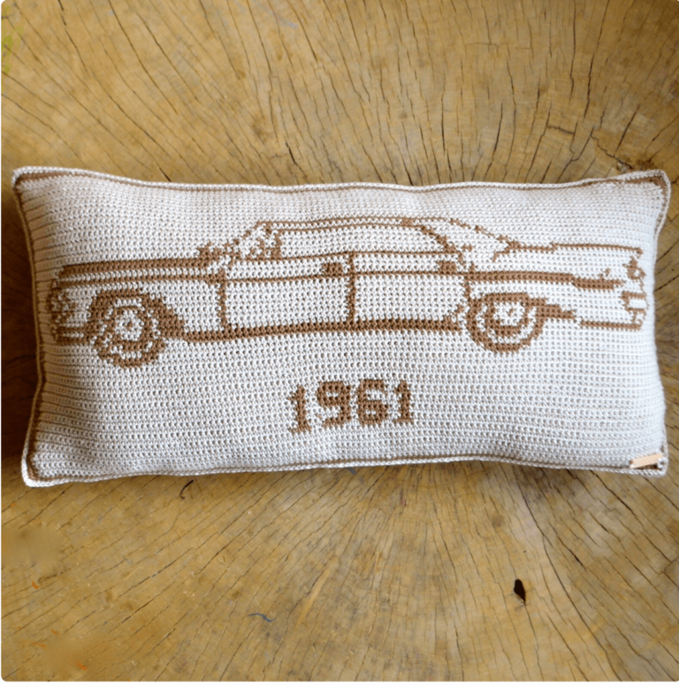Crocheted 1961 car pillow