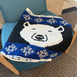 Crocheted polar bear blanket