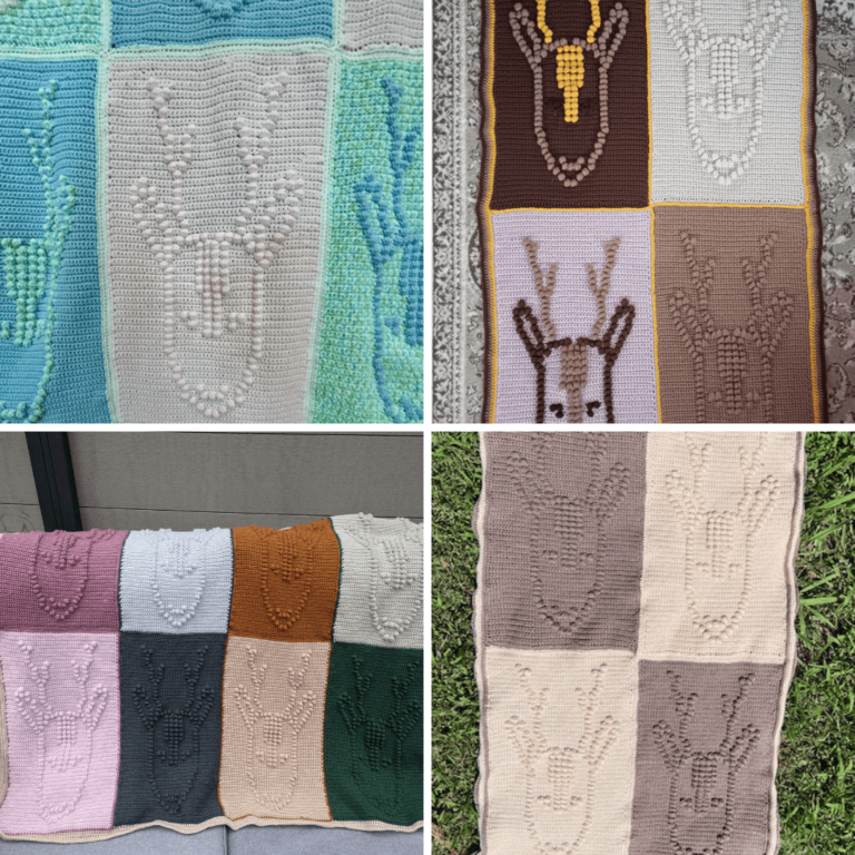 Crochet deer head blankets