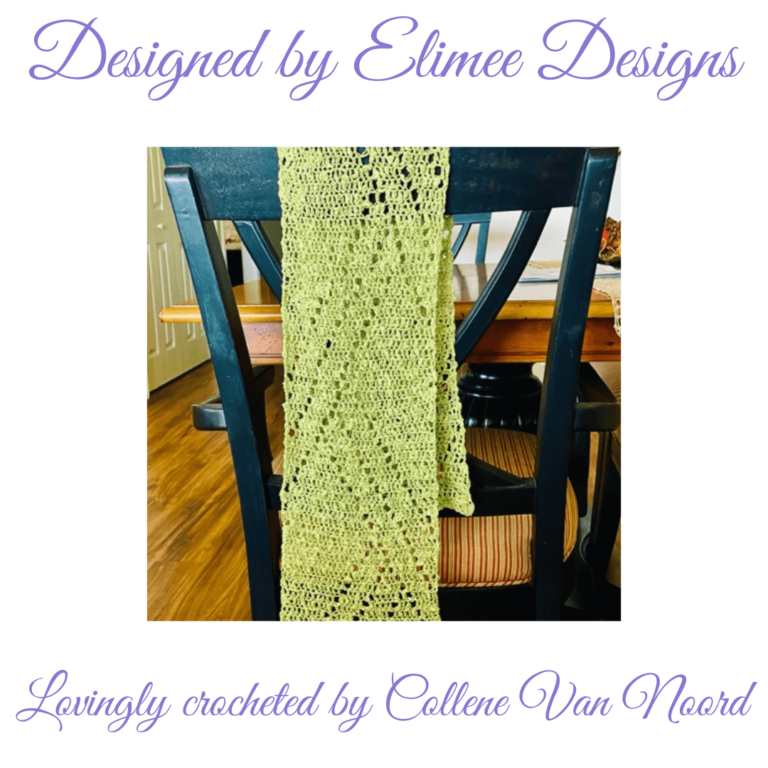 Green crocheted lace scarf