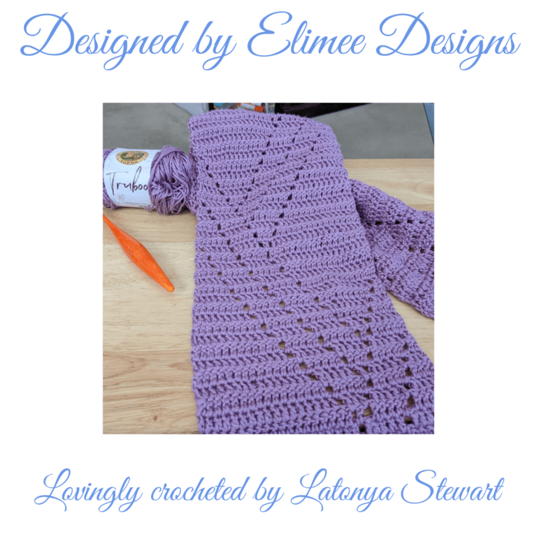 Lavender crocheted scarf yarn hook