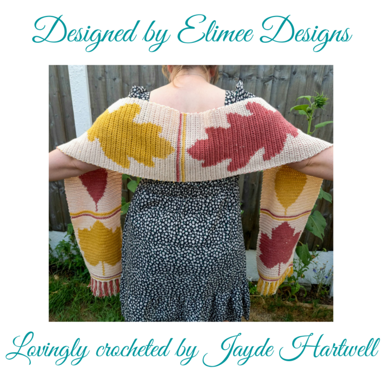Crocheted autumn leaf shawl