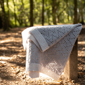 Sunlit grey crochet blanket
