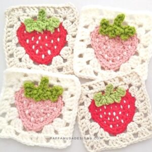 Crochet strawberry granny squares