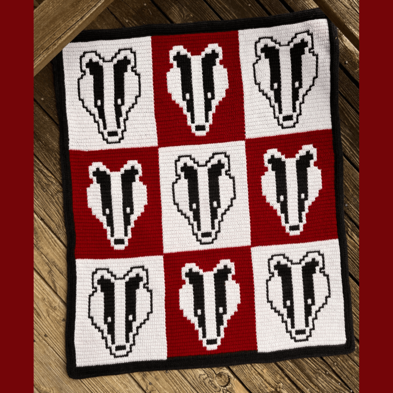 Handmade badger crochet blanket