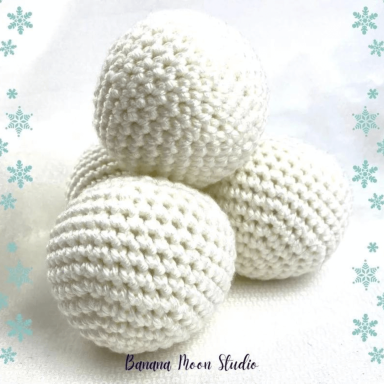 Soft white crochet snowballs