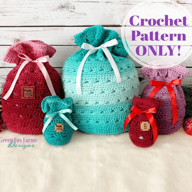 Crocheted holiday gift bags