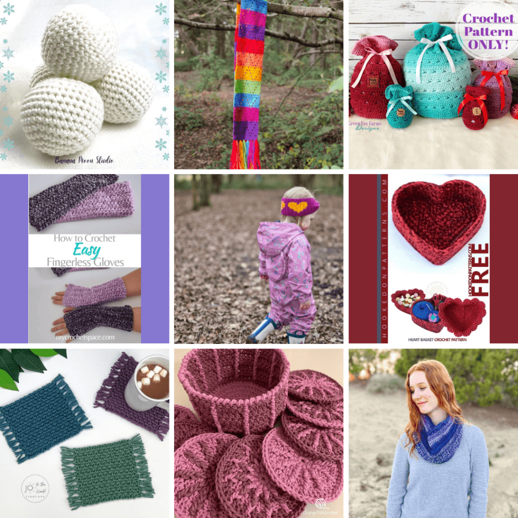 Diverse handmade crochet projects collage