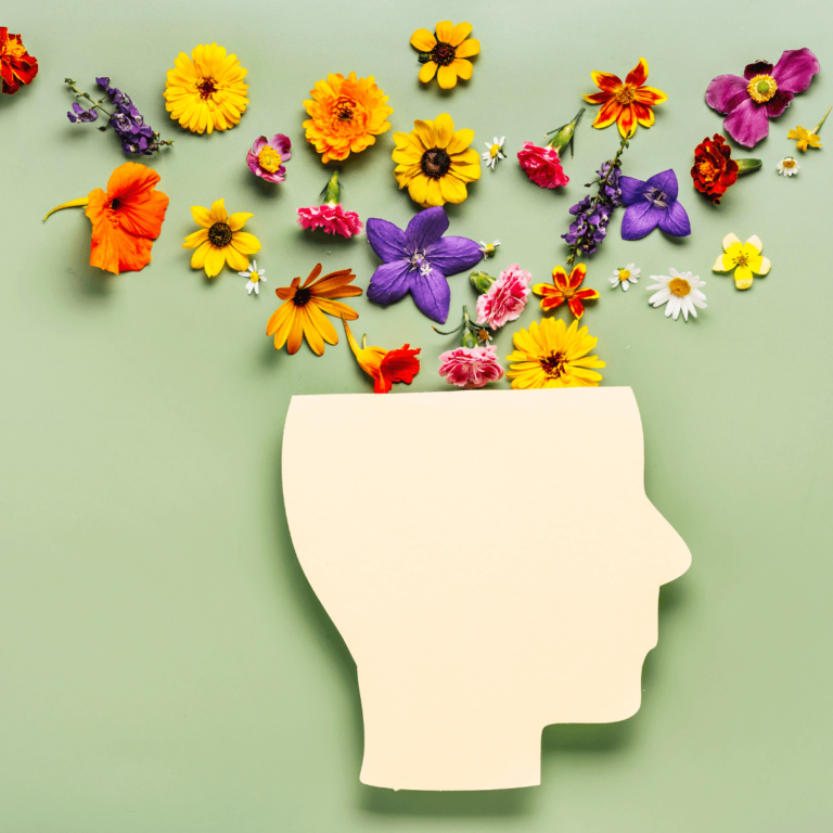 Colorful flowers mind concept