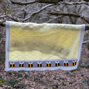 Yellow bee crochet baby blanket