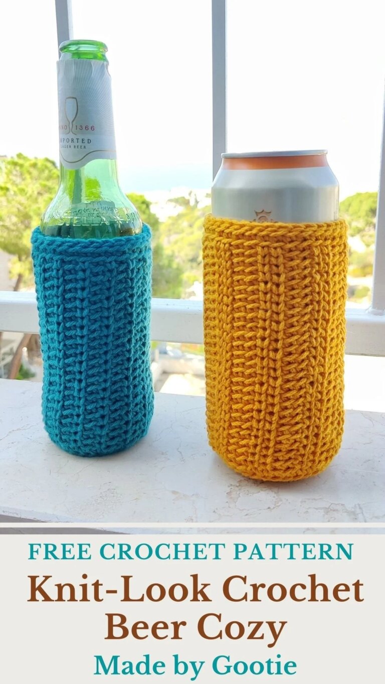 Knit-look crochet beer cozies