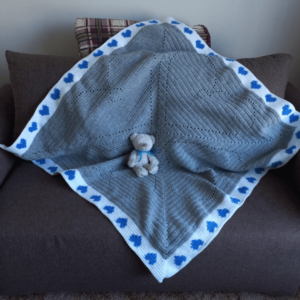 Crochet baby blanket teddy bear