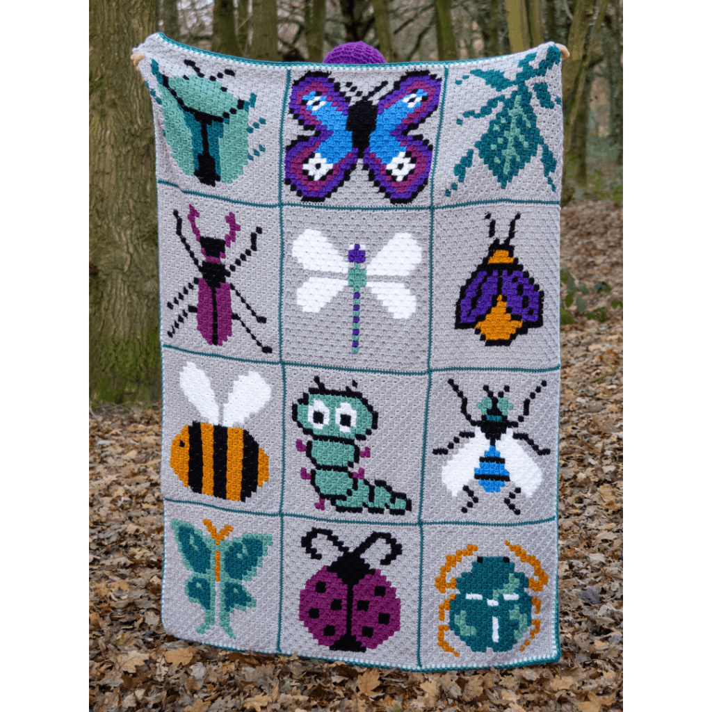 Crochet insect blanket forest