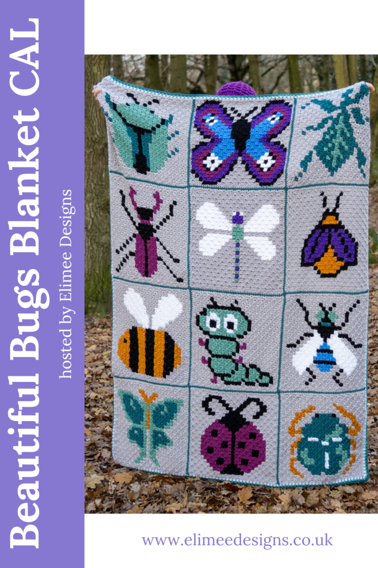 Colorful crochet bug blanket
