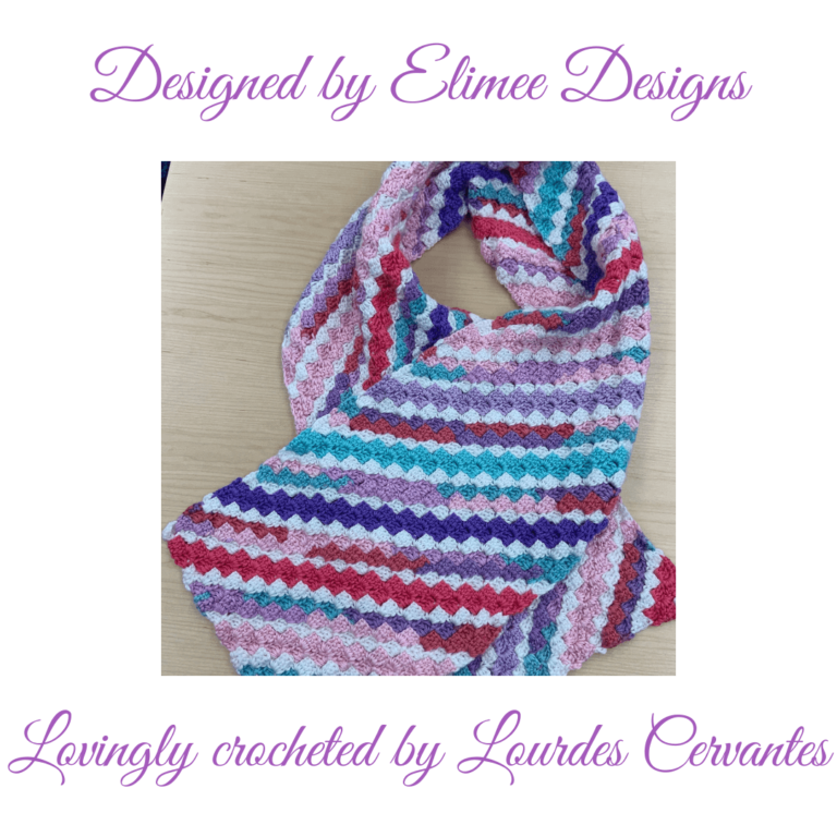 Colorful striped crochet scarf