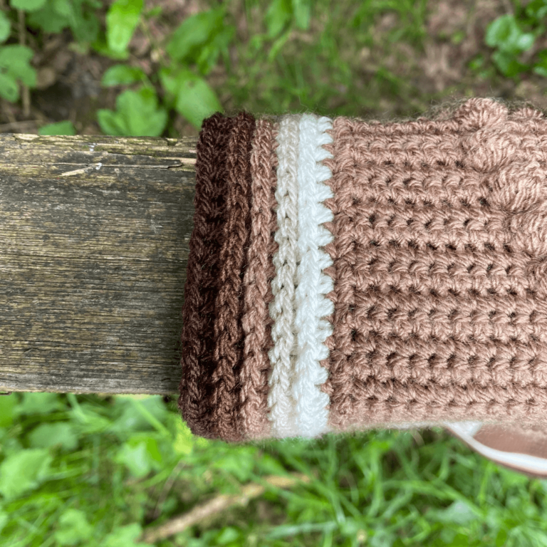 Brown white crochet texture