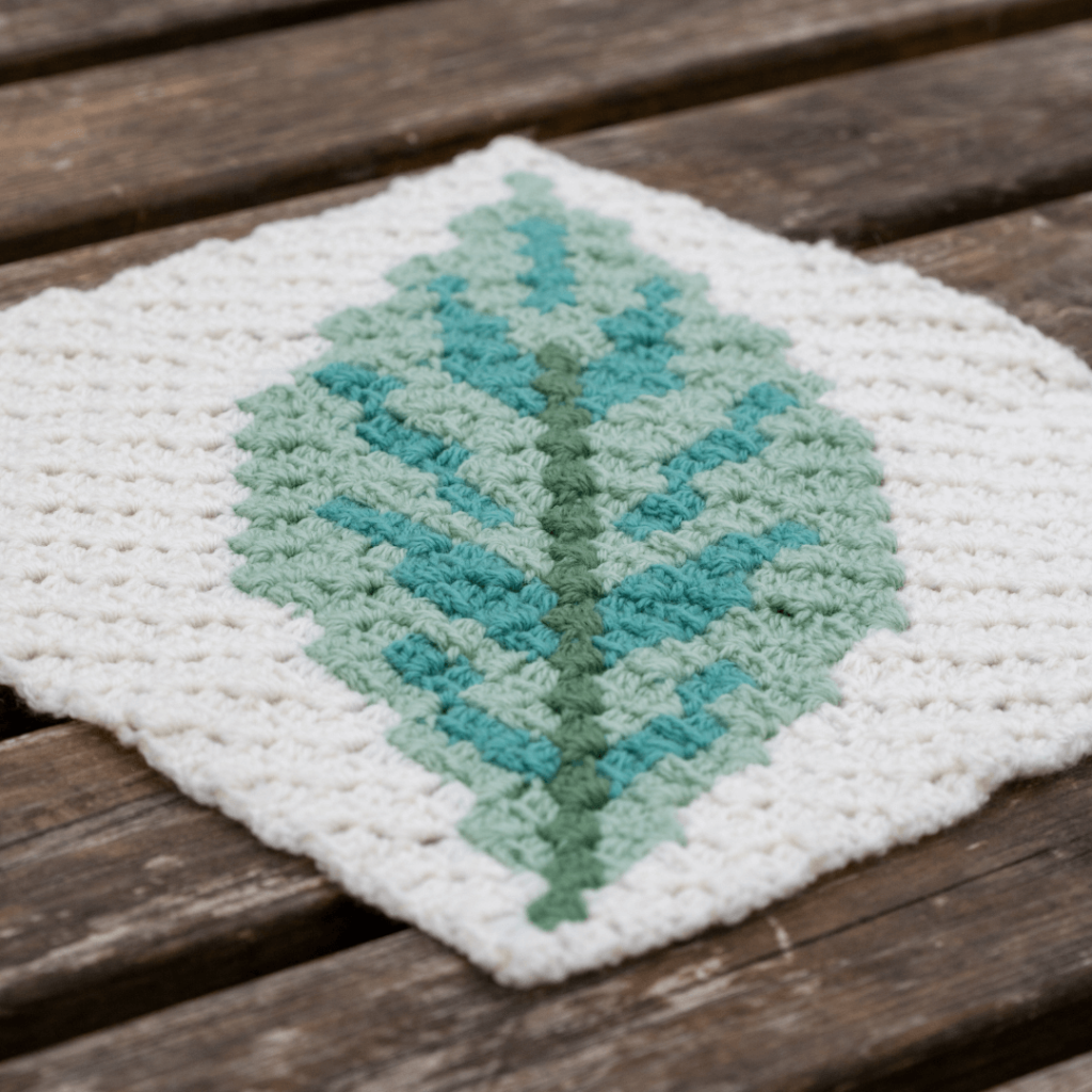Crocheted leaf square