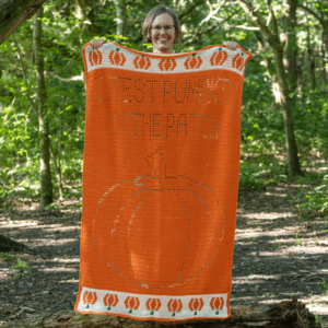 Orange crochet pumpkin blanket