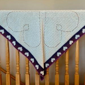 Cream knitted heart shawl