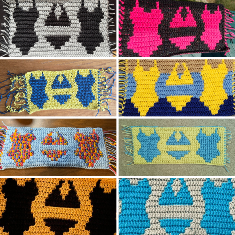 Crochet swimsuit pattern collage