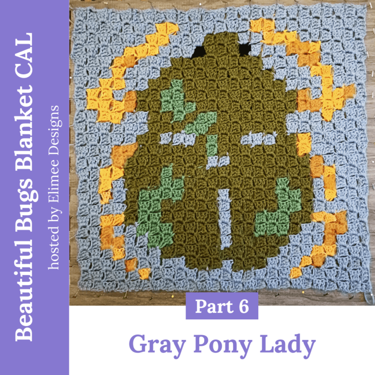 Crochet bug square Gray Pony Lady