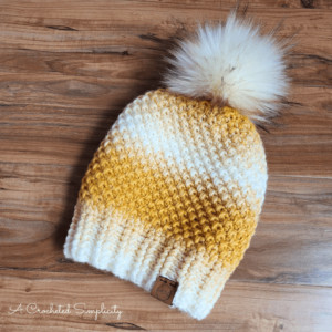 Gradient crochet hat faux pom