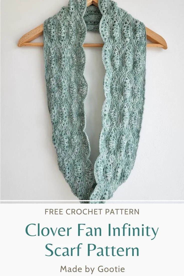 Green textured crochet infinity scarf