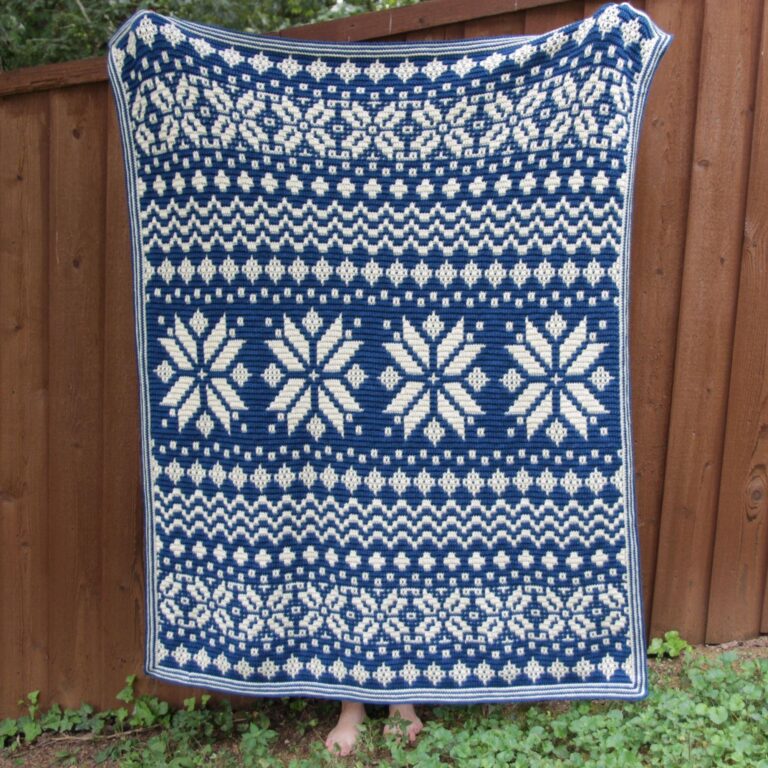 Blue Nordic crochet blanket