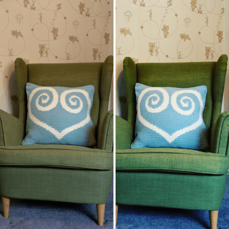 Nursery armchair heart pillow