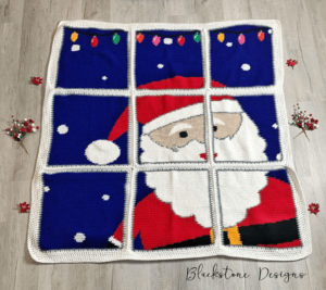 Crocheted Santa window blanket