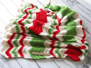 Christmas chevron crochet blanket
