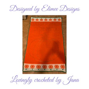 Orange crocheted pumpkin blanket